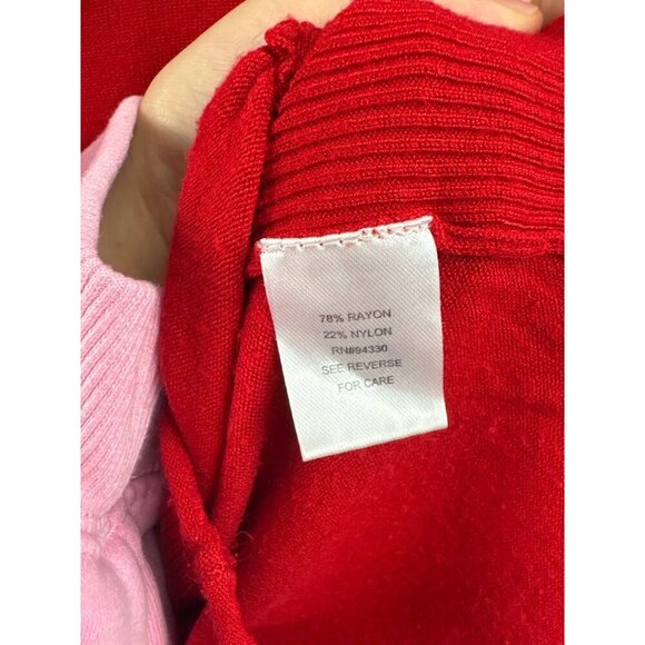 Takeout Womens Red V-Neck Sweater Medium - Picture 5 of 5